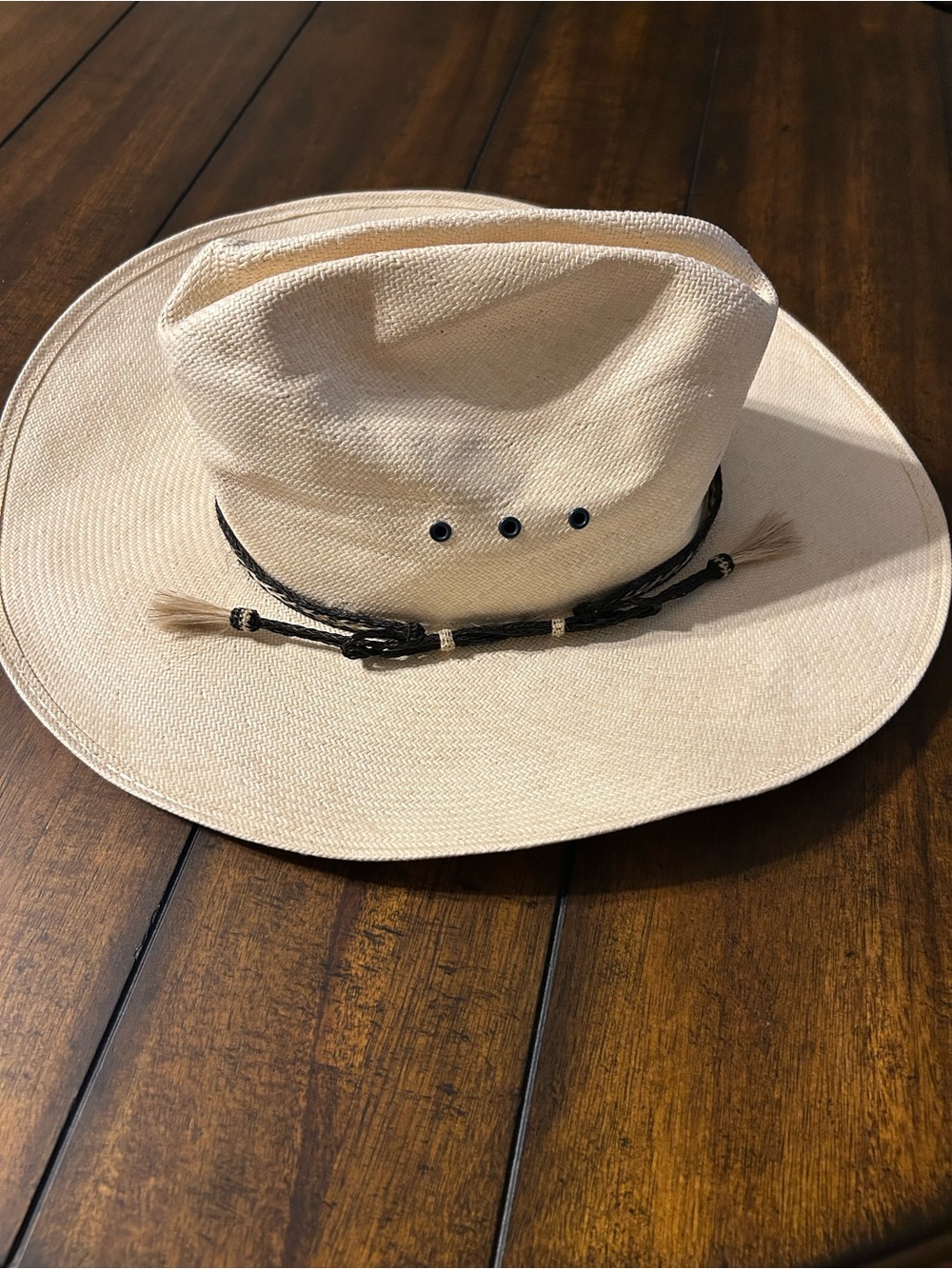 Men’s / Unisex Cream Straw Western Hat with Braided Band